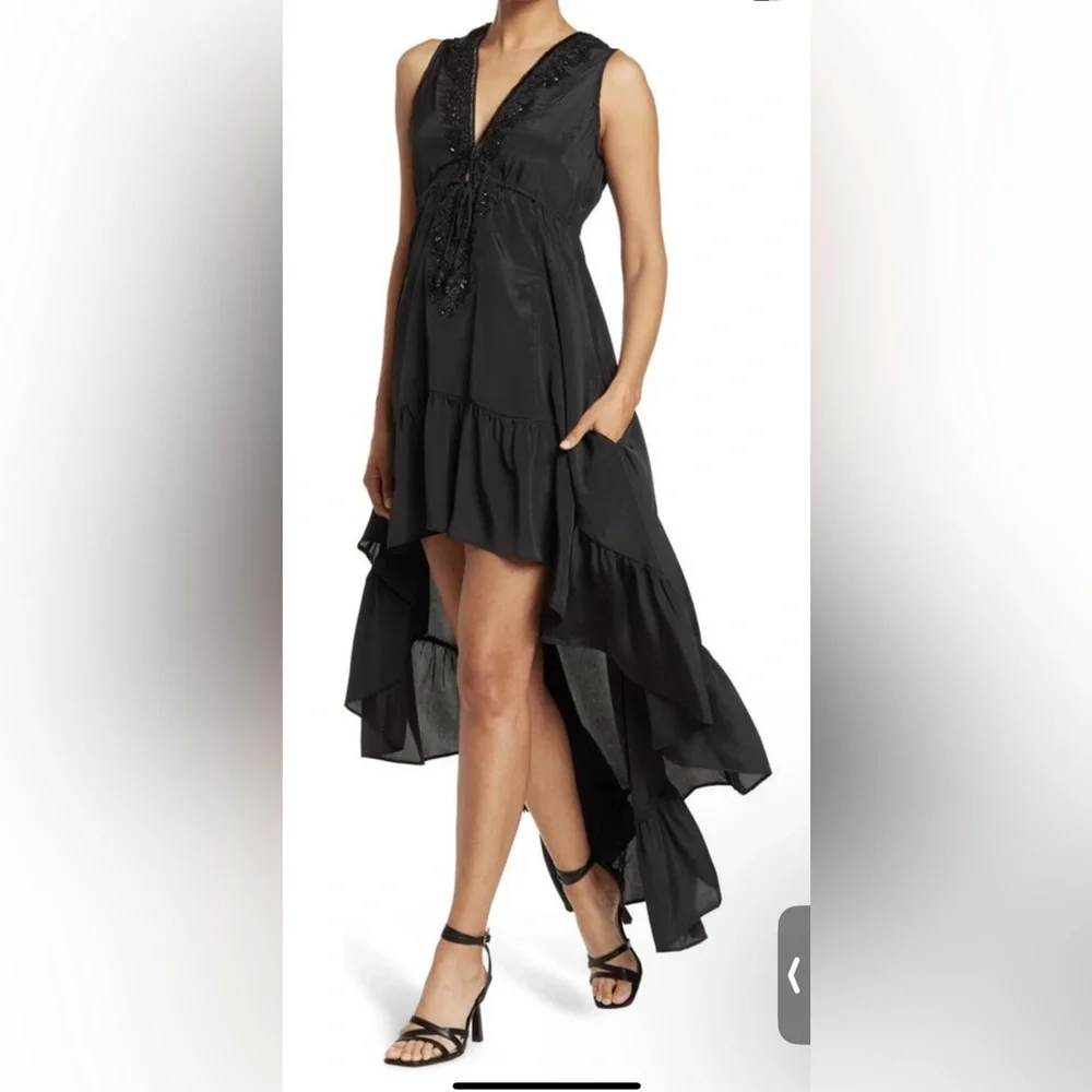 NWT SHAHIDA PARIDES High-Low beaded Maxi Dress. 100% viscose silk - Picture 1 of 7